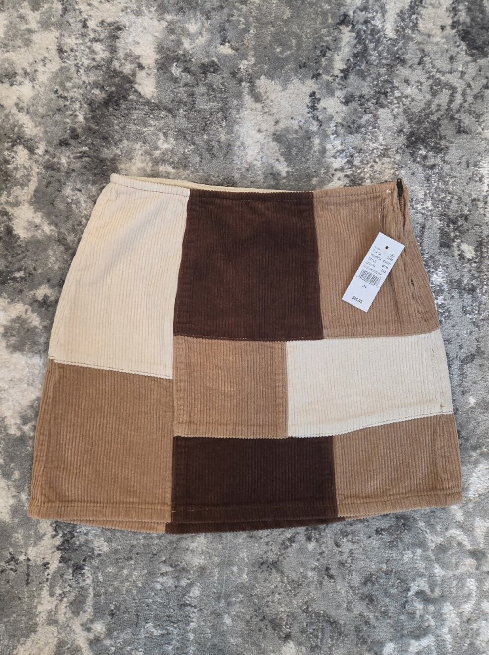 PacSun Patchwork Corduroy Skirt in Brown & Cream